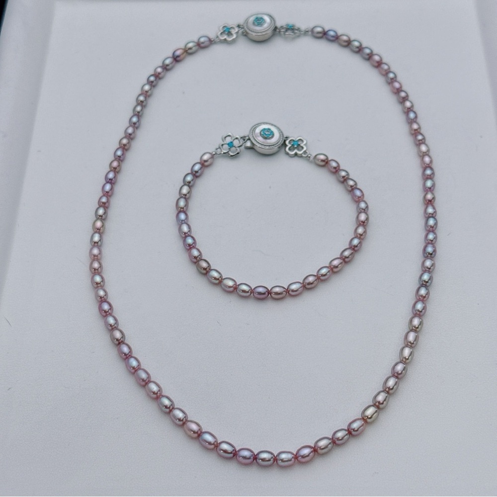 X782 Handmade High Quality Freshwater Baby Pearl Necklace Bracelet Set - Picture 4 of 8